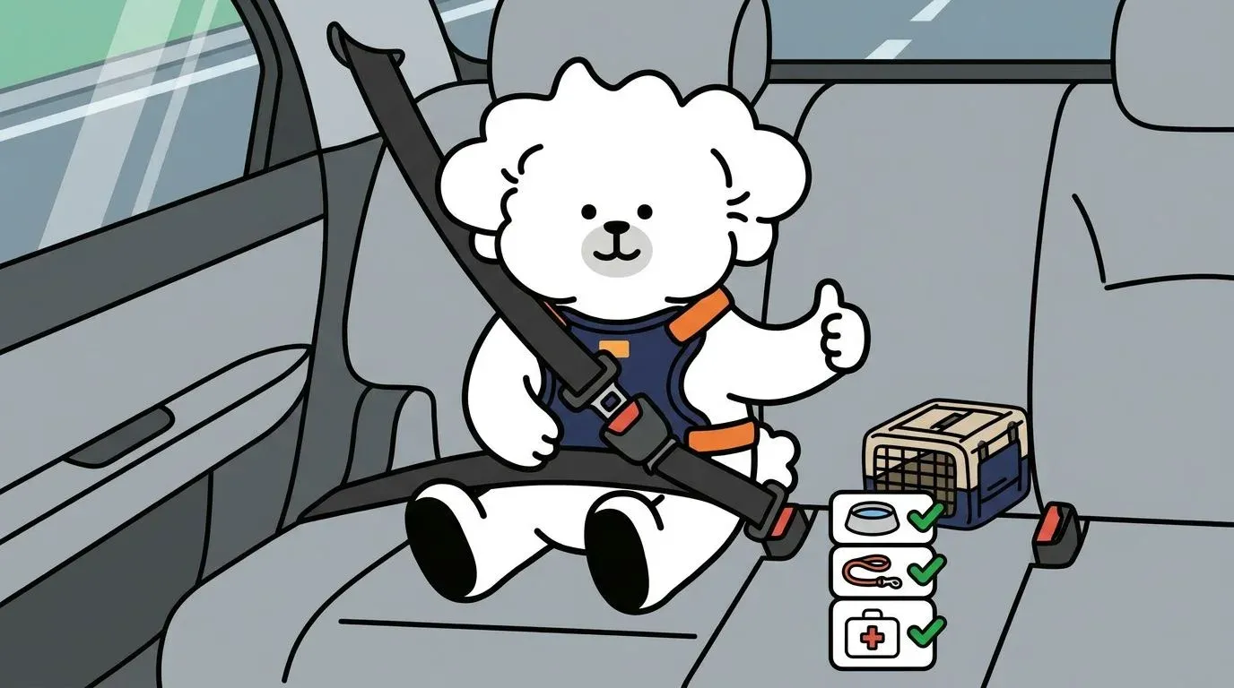강아지 자동차 여행 안전