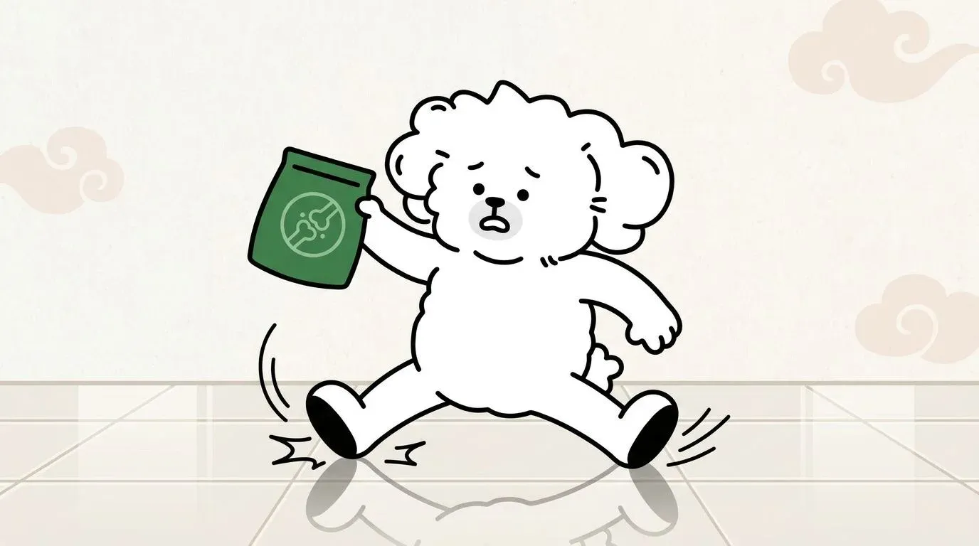강아지 미끄러운 바닥 관절