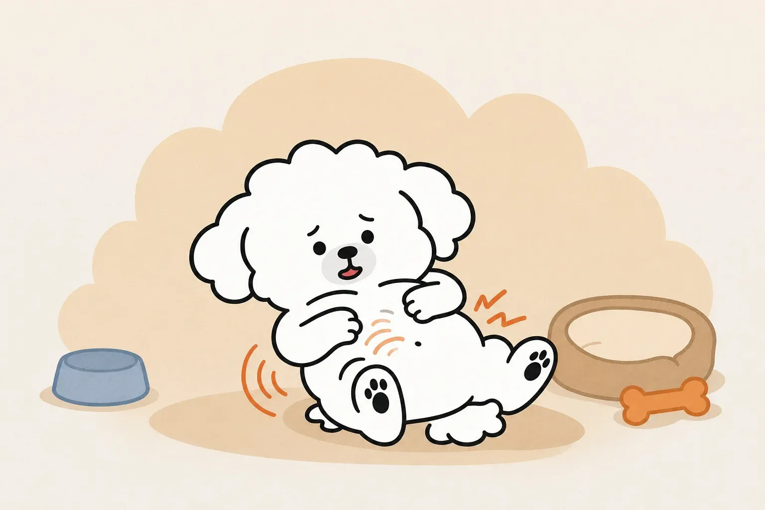 강아지 배에서 꾸르륵 소리
